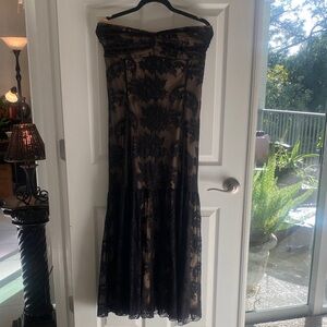 Newport News Black Strapless Lace Dress